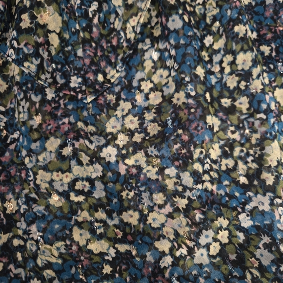 Boden V Yoke Flounce Sheer Floral Blouse Top Nebulas Blue Ruffle Size 4 - Picture 6 of 10